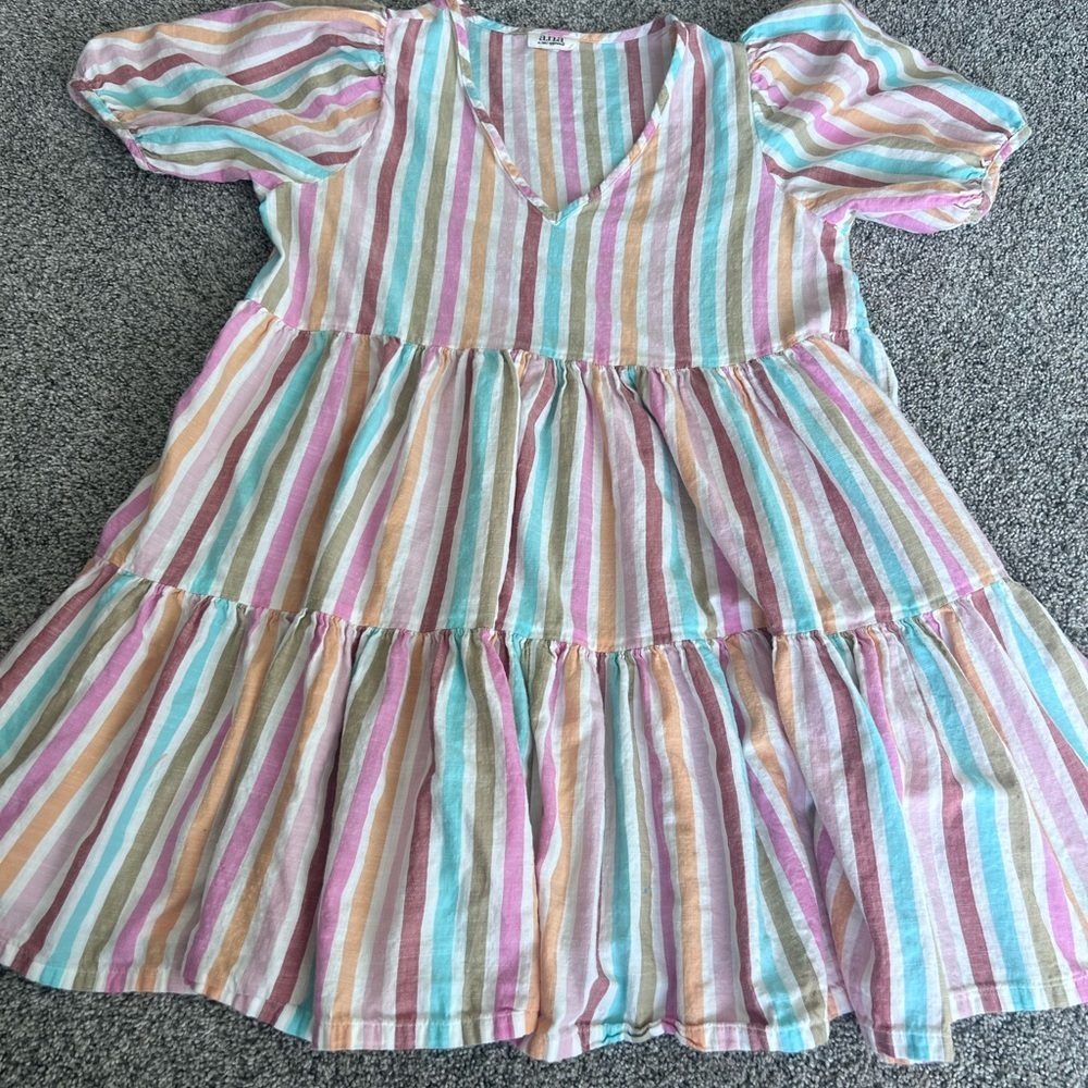 a.n.a Pastel Multi-Color Striped Mini Dress